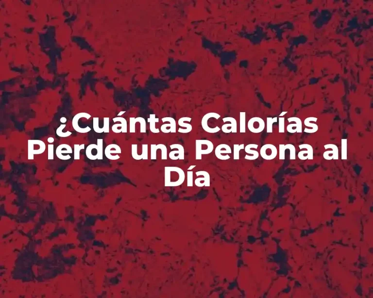 ¿Cuántas Calorías Pierde una Persona al Día