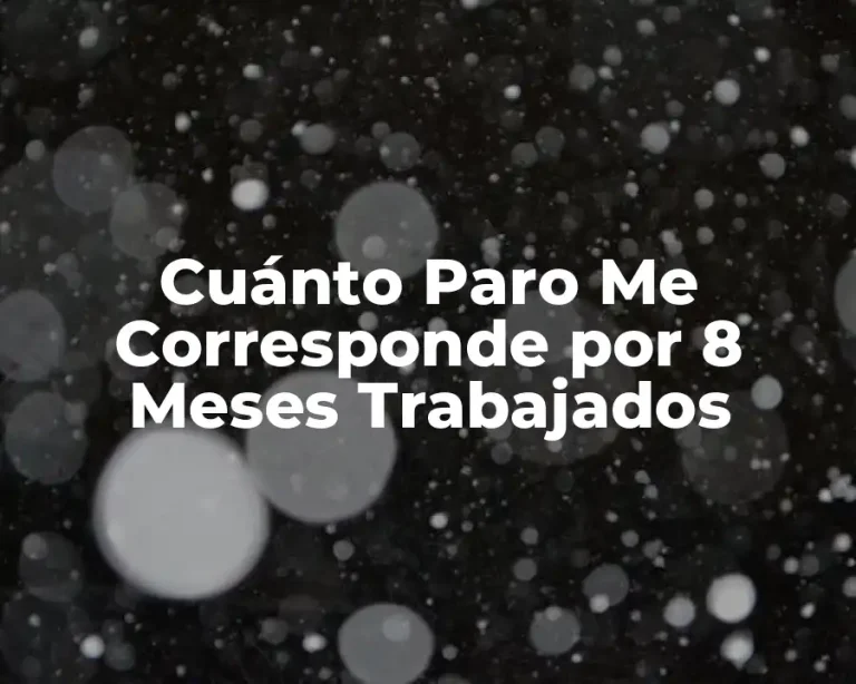 Cuánto Paro Me Corresponde por 8 Meses Trabajados