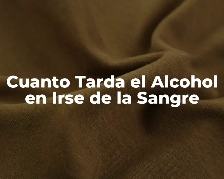 Cuanto Tarda el Alcohol en Irse de la Sangre