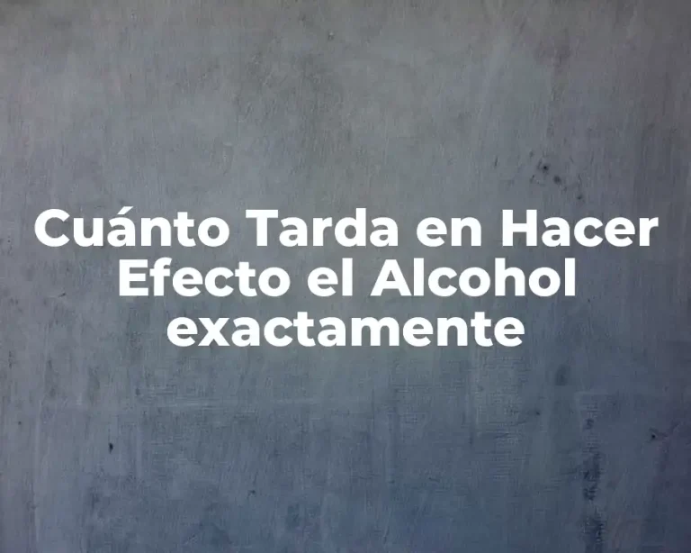 Cuánto Tarda en Hacer Efecto el Alcohol exactamente