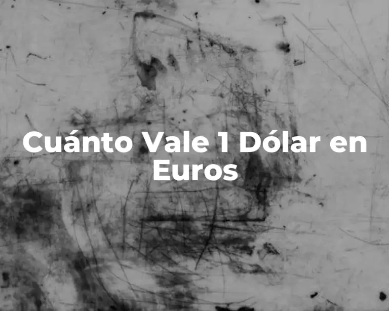 Cuánto Vale 1 Dólar en Euros