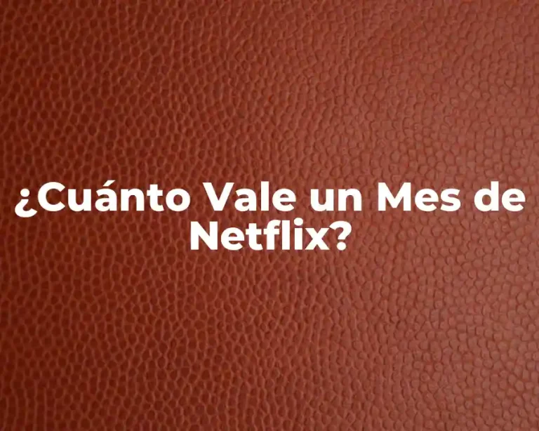¿Cuánto Vale un Mes de Netflix?