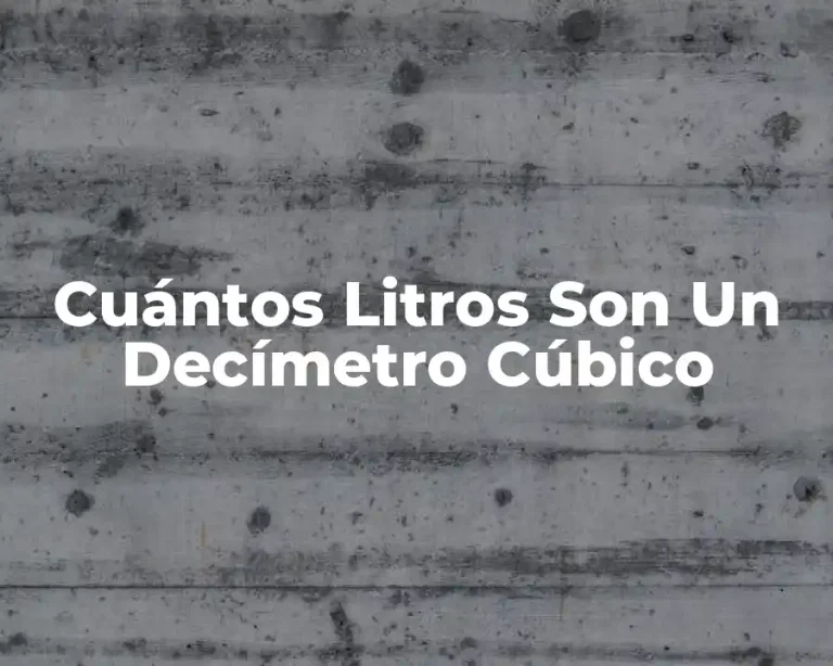 Cuántos Litros Son Un Decímetro Cúbico