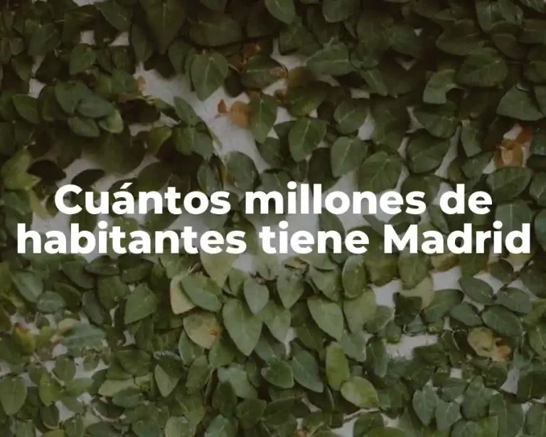 Cuántos millones de habitantes tiene Madrid
