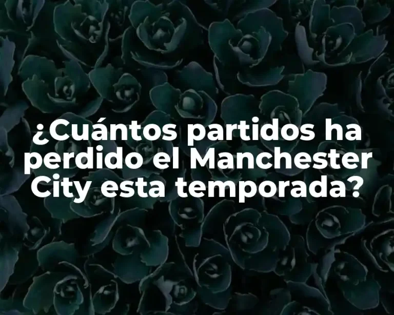 ¿Cuántos partidos ha perdido el Manchester City esta temporada?