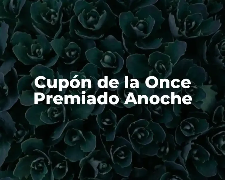 Cupón de la Once Premiado Anoche