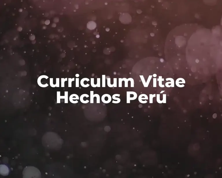 Curriculum Vitae Hechos Perú