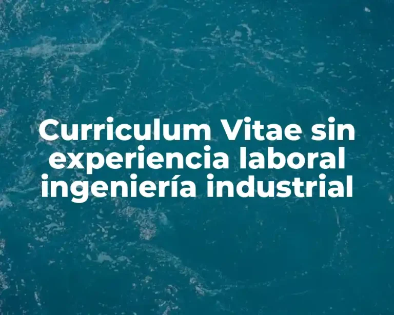 Curriculum Vitae sin experiencia laboral ingeniería industrial