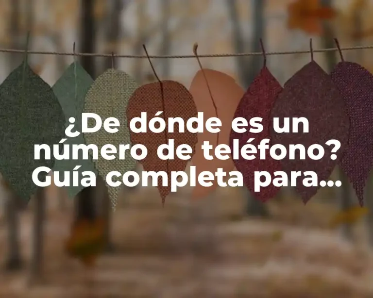 ¿De dónde es un número de teléfono? Guía completa para rastrear números de teléfono