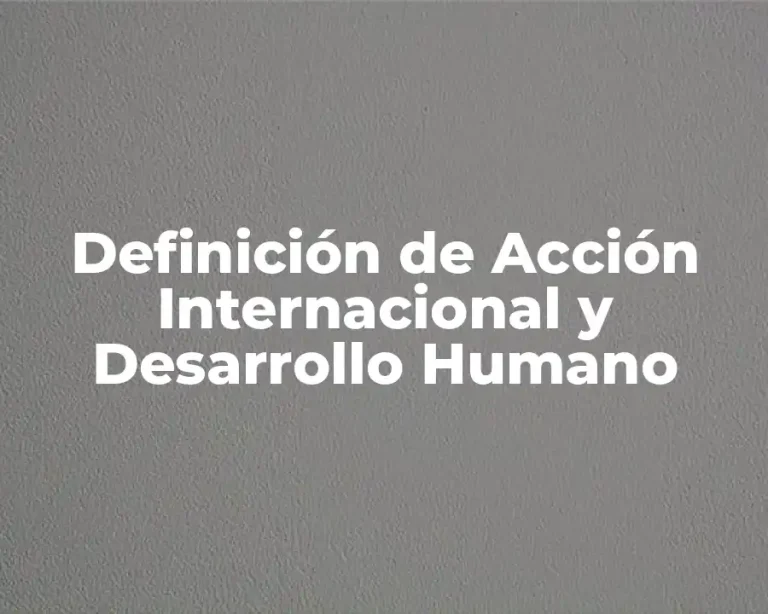 Definición de Acción Internacional y Desarrollo Humano