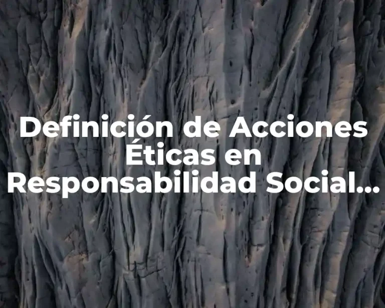 Definición de Acciones Éticas en Responsabilidad Social Empresarial
