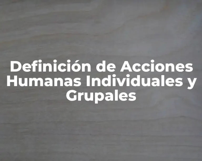 Definición de Acciones Humanas Individuales y Grupales