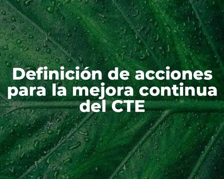 Definición de acciones para la mejora continua del CTE