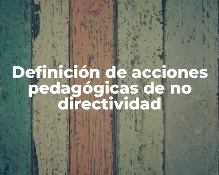 Definición de acciones pedagógicas de no directividad