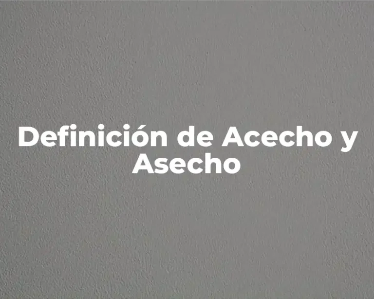 Definición de Acecho y Asecho
