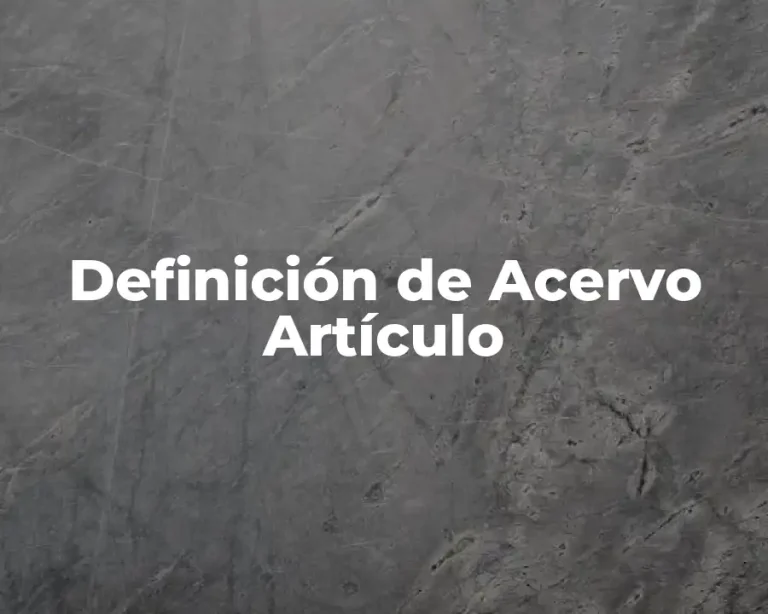 Definición de Acervo Artículo