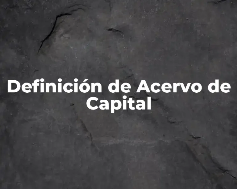 Definición de Acervo de Capital