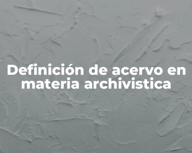 Definición de acervo en materia archivistica