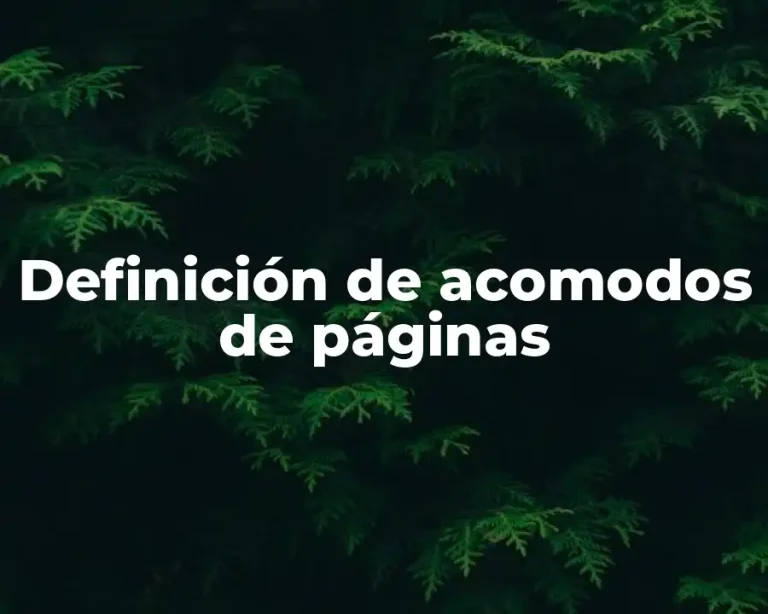 Definición de acomodos de páginas