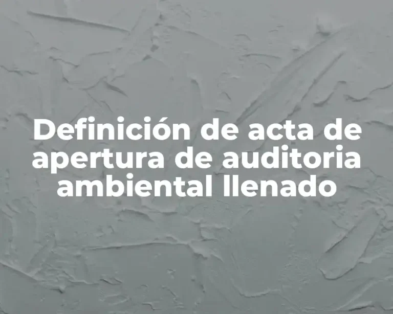 Definición de acta de apertura de auditoria ambiental llenado