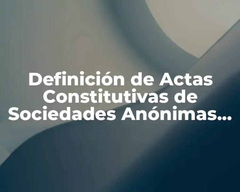 Definición de Actas Constitutivas de Sociedades Anónimas Comerciales