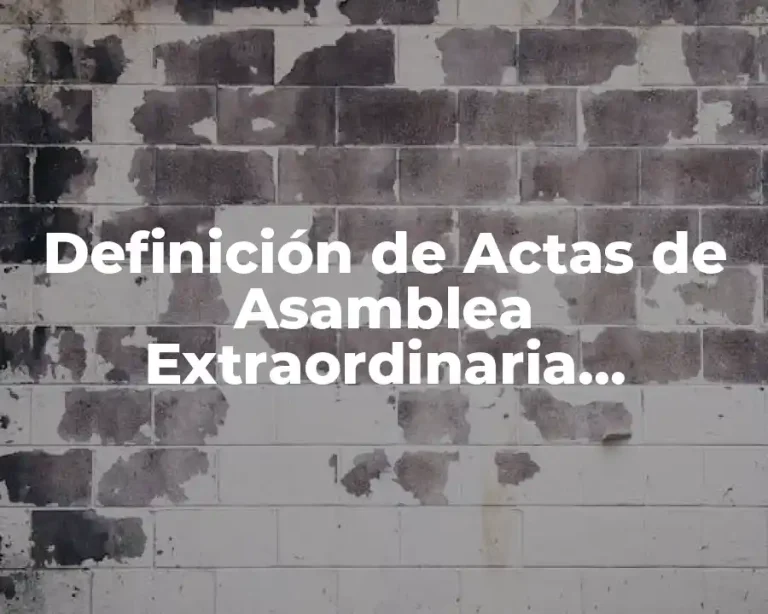 Definición de Actas de Asamblea Extraordinaria Aportación de Capital