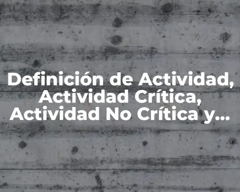 Definición de Actividad, Actividad Crítica, Actividad No Crítica y Holgura