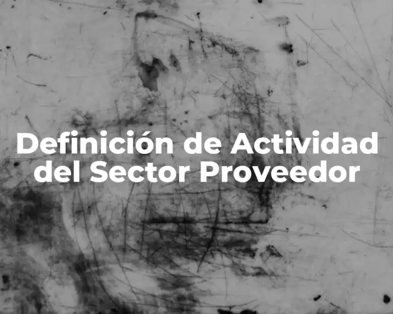 Definición de Actividad del Sector Proveedor