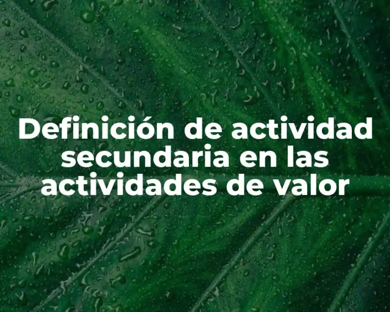 Definición de actividad secundaria en las actividades de valor