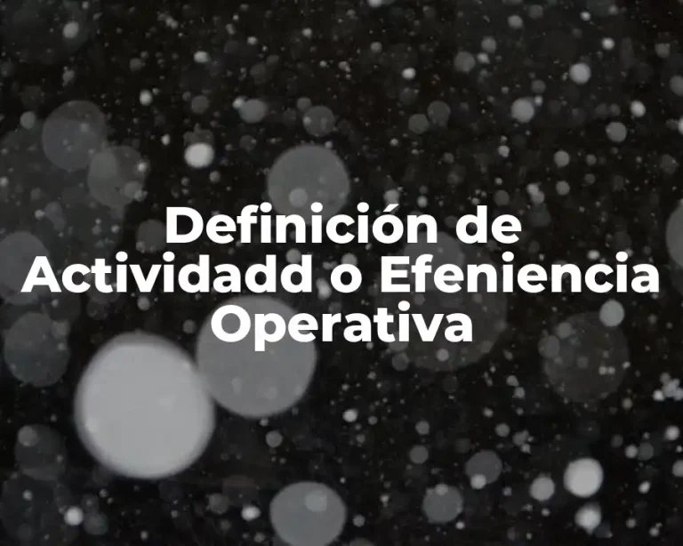 Definición de Actividadd o Efeniencia Operativa