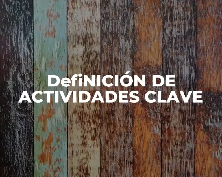 DefiNICIÓN DE ACTIVIDADES CLAVE