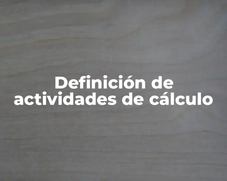 Definición de actividades de cálculo