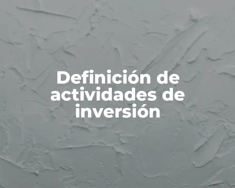Definición de actividades de inversión
