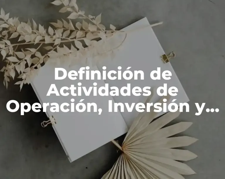 Definición de Actividades de Operación, Inversión y Financiamiento