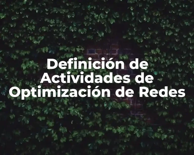 Definición de Actividades de Optimización de Redes
