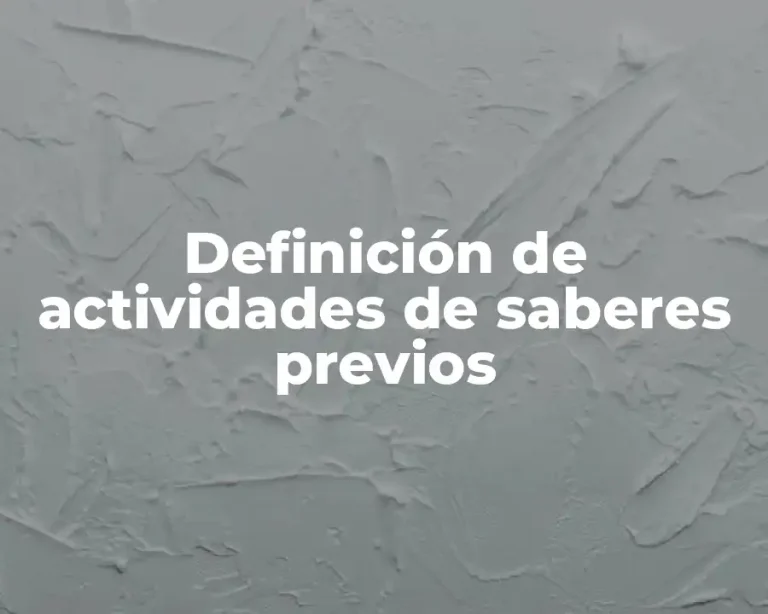Definición de actividades de saberes previos