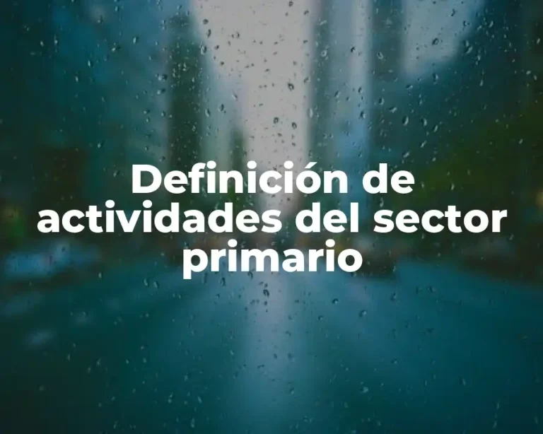 Definición de actividades del sector primario