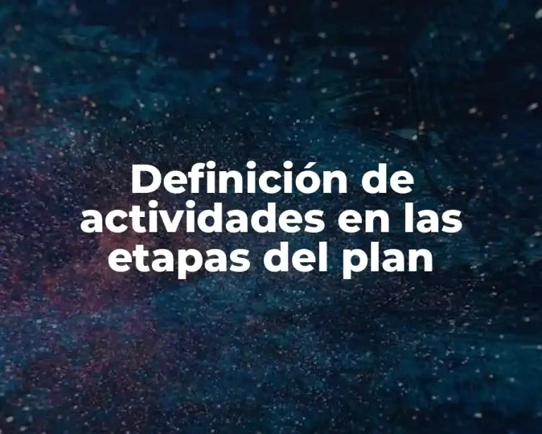 Definición de actividades en las etapas del plan