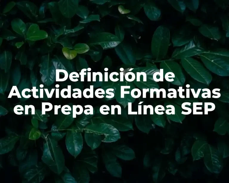 Definición de Actividades Formativas en Prepa en Línea SEP