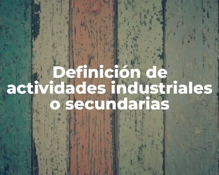 Definición de actividades industriales o secundarias