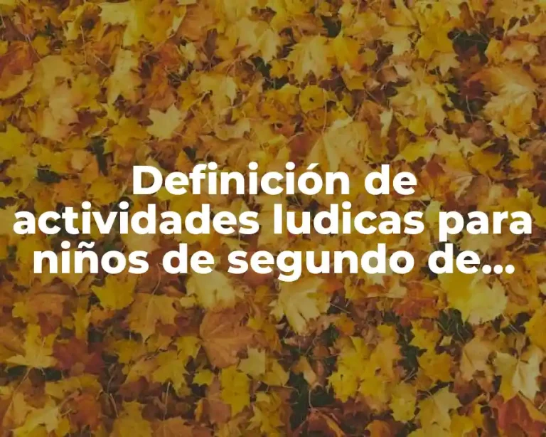Definición de actividades ludicas para niños de segundo de primaria