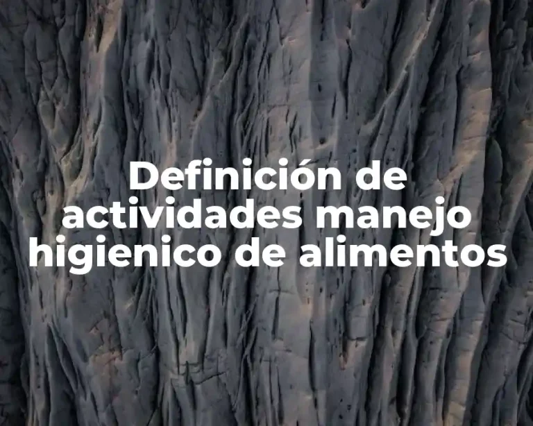 Definición de actividades manejo higienico de alimentos