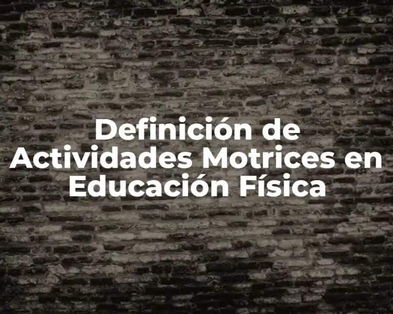 Definición de Actividades Motrices en Educación Física