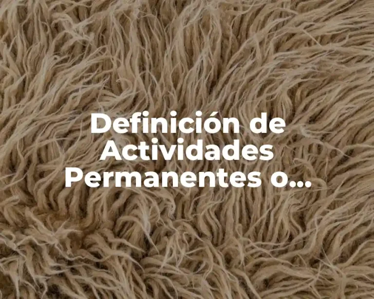 Definición de Actividades Permanentes o Recurrentes