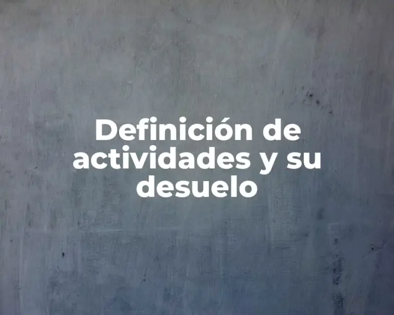 Definición de actividades y su desuelo