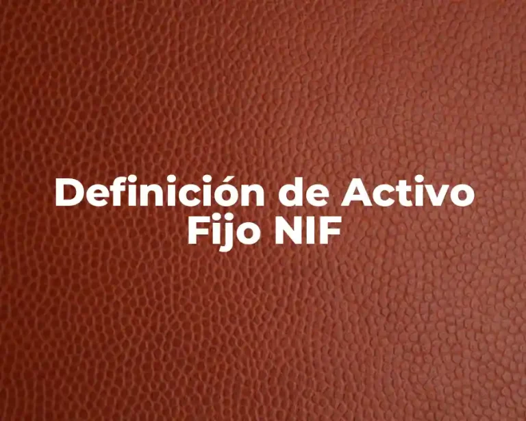 Definición de Activo Fijo NIF