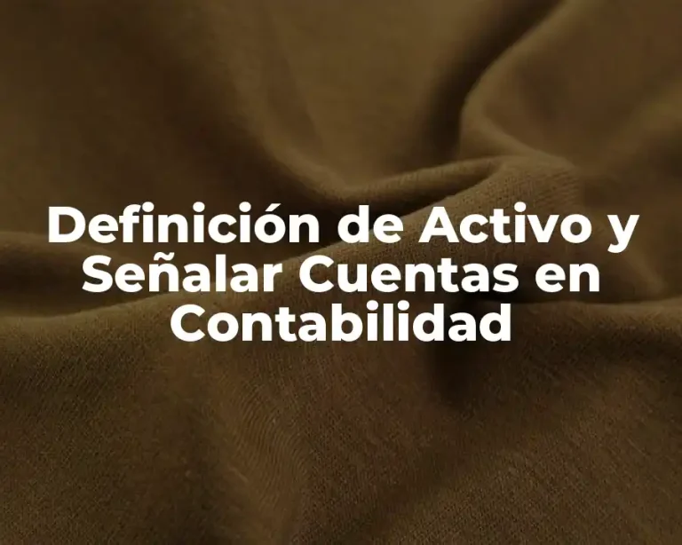 Definición de Activo y Señalar Cuentas en Contabilidad