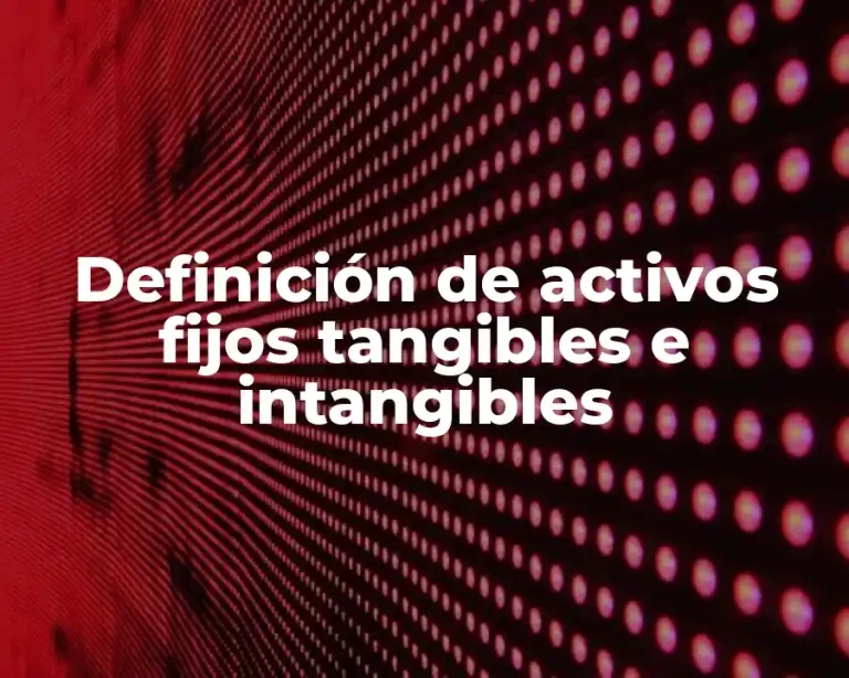 Definición de activos fijos tangibles e intangibles
