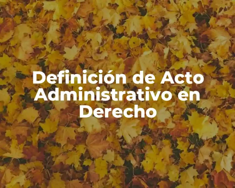 Definición de Acto Administrativo en Derecho