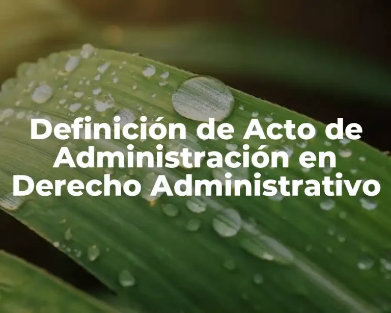 Definición de Acto de Administración en Derecho Administrativo